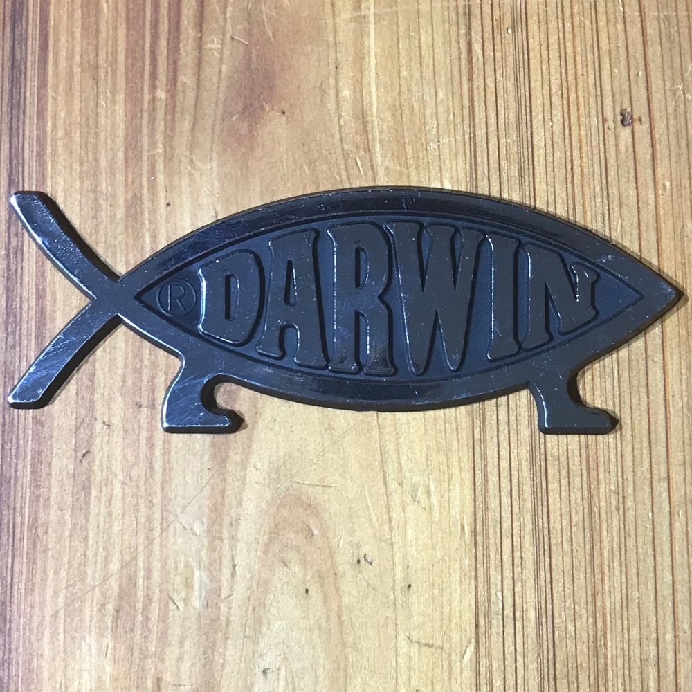 ❤️SOLD❤️ Darwin Emblem Chrome Evolution Fish